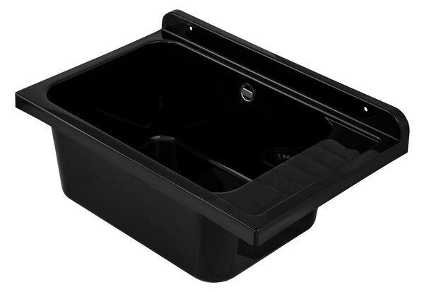 Gamma Selva, chiuveta universala din plastic 58x38x26,7 cm + sifon, 1 camera, negru, GMA-KGS58-BK