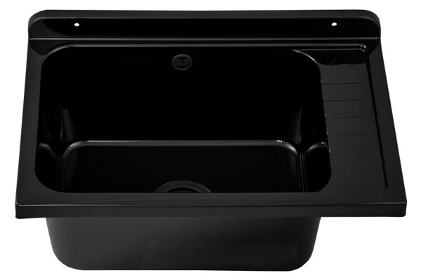 Gamma Selva, chiuveta universala din plastic 58x38x26,7 cm + sifon, 1 camera, negru, GMA-KGS58-BK