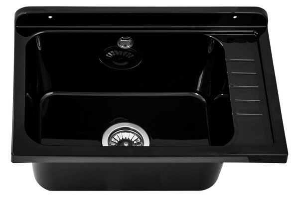 Gamma Selva, chiuveta universala din plastic 58x38x26,7 cm + sifon, 1 camera, negru, GMA-KGS58-BK