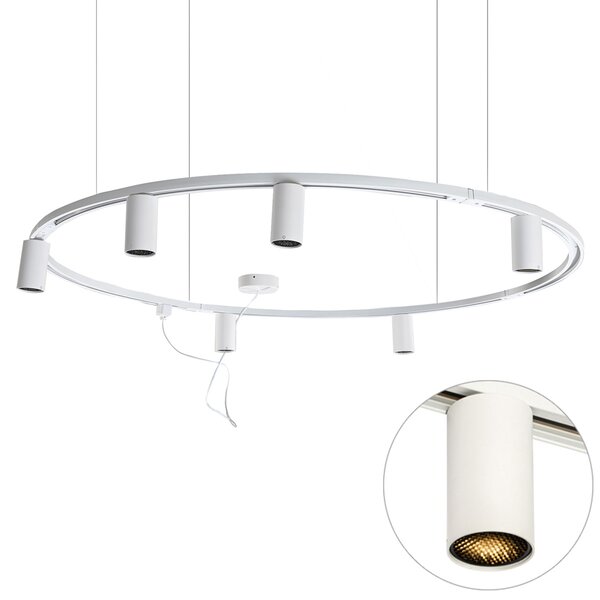 Sistem modern de iluminat pe șină suspendat cu 6 spoturi albe monofazate GU10 50mm - Iconic Ruby Honey