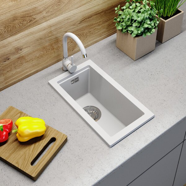 Gamma Decor 2850, chiuvetă granit cu 1 compartiment 280x500x207 mm, alb, GMA-ZLE000160