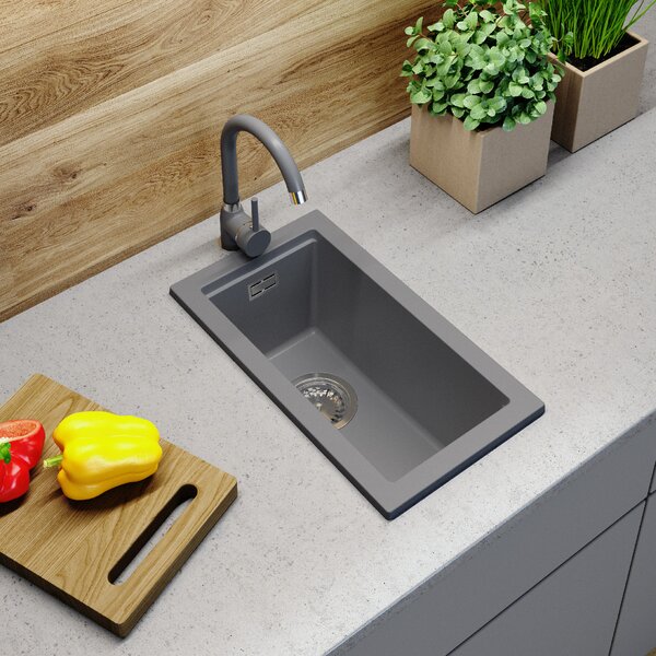 Gamma Decor 2850, chiuvetă granit cu 1 compartiment 280x500x207 mm, gri, GMA-ZLE000162