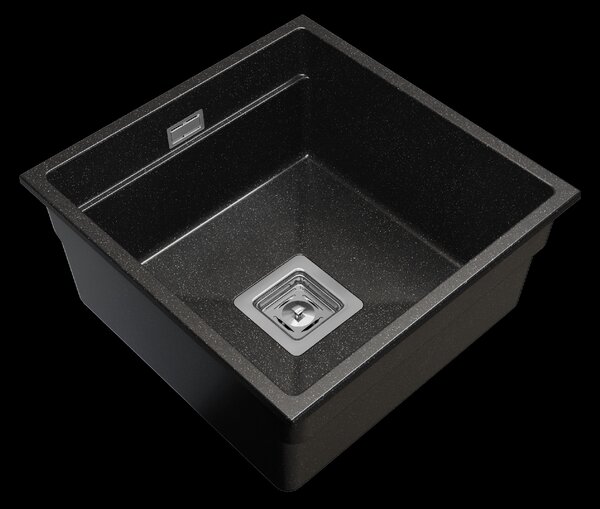 Gamma Decor 4445, chiuvetă granit cu 1 compartiment 440x450x215 mm, negru cu pete, GMA-ZLE000130