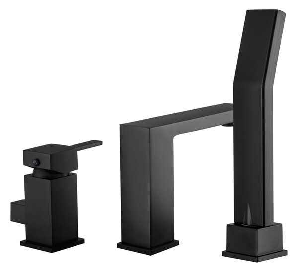Gamma Caro Cuadro, baterie baie cu 3 orificii, negru mat, GMA-BCC3O-BK