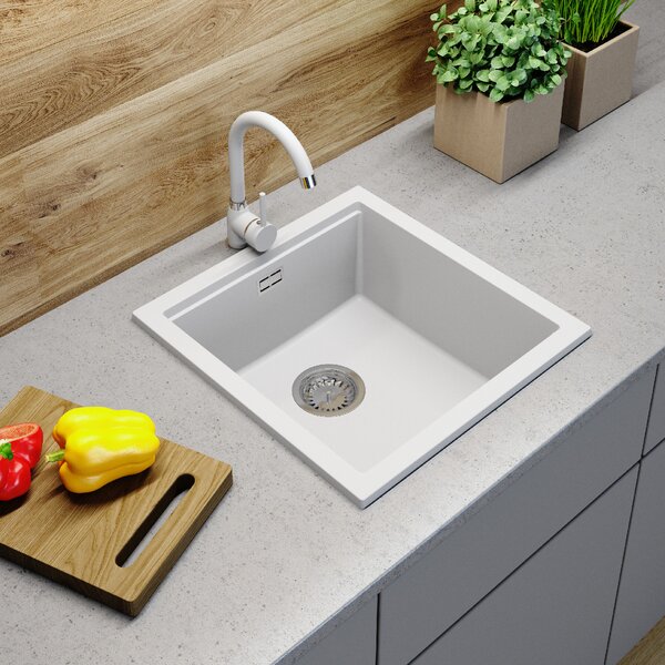 Gamma Decor 4850, chiuvetă granit cu 1 compartiment 480x500x215 mm, alb, GMA-ZLE000165