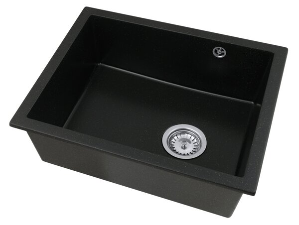 Gamma Decor 5040, chiuvetă granit cu 1 compartiment 560x460x180 mm, negru cu puncte aurii, GMA-ZLE000180