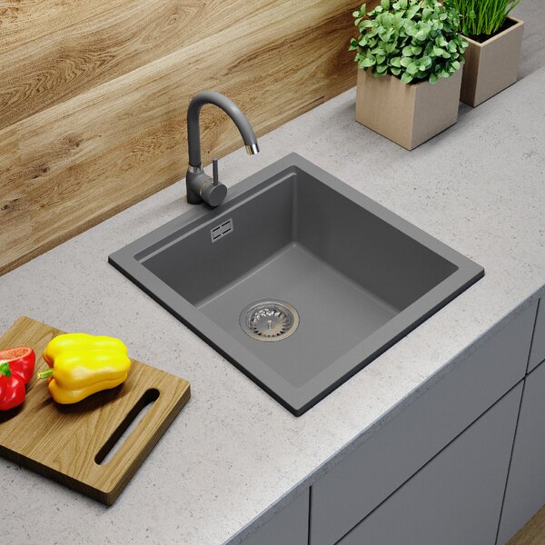 Gamma Decor 4850, chiuvetă granit cu 1 compartiment 480x500x215 mm, gri, GMA-ZLE000166