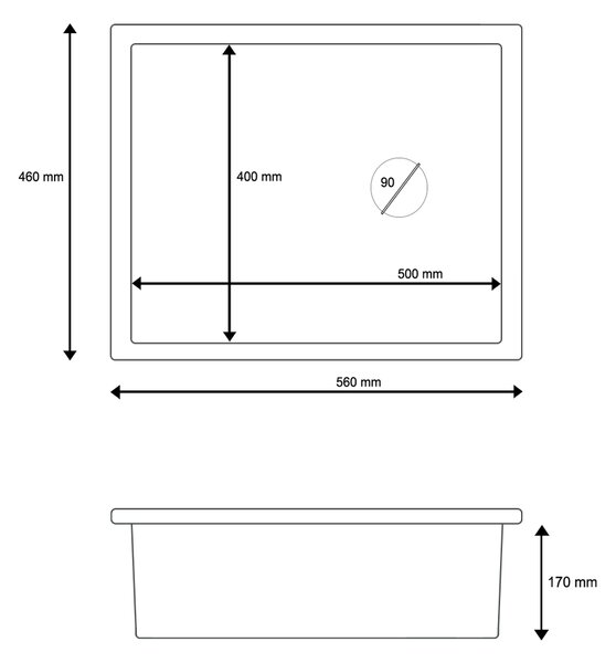 Gamma Decor 5040, chiuvetă granit cu 1 compartiment 560x460x180 mm, alb, GMA-ZLE000082