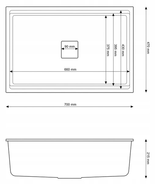 Gamma Decor 7050, chiuvetă granit cu 1 compartiment 700x470x220 mm, alb, GMA-ZLE000107