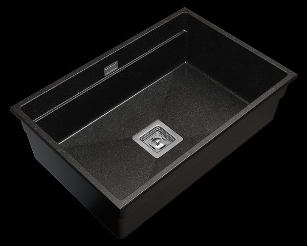 Gamma Decor 7050, chiuvetă granit cu 1 compartiment 700x470x220 mm, negru cu patate, GMA-ZLE000105