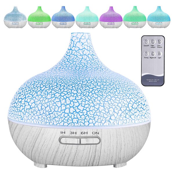 Difuzor și vaporizator de aromă cu model și efect de flacără - Lemn închis la culoare