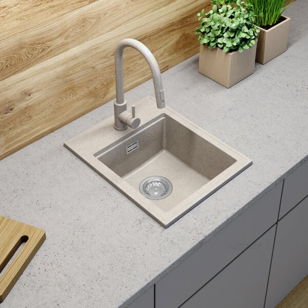 Gamma Modern 4050, chiuveta granit cu 1 compartiment 400x500x180 mm, bej, GMA-ZM-4050-B