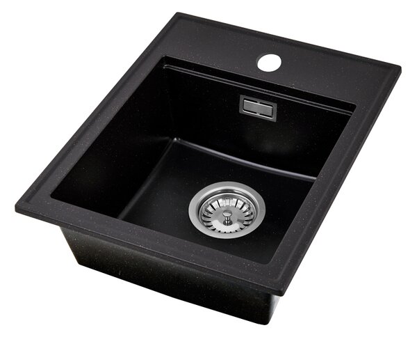 Gamma Modern 4050, chiuvetă granit cu 1 compartiment 400x500x180 mm, negru cu puncte aurii, GMA-ZM-4050-GD