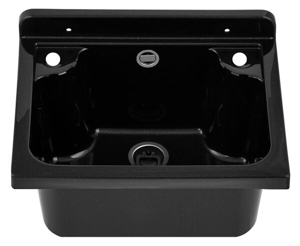 Gamma Manta mini, chiuvetă universală din plastic 42,4x34,3x24,2 cm + sifon, 1 cameră, negru, GMA-KGM42-BK