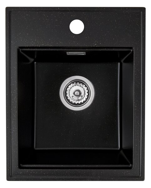 Gamma Modern 4050, chiuvetă granit cu 1 compartiment 400x500x180 mm, negru cu puncte aurii, GMA-ZM-4050-GD
