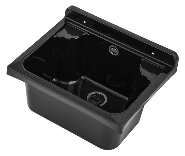 Gamma Manta mini, chiuvetă universală din plastic 42,4x34,3x24,2 cm + sifon, 1 cameră, negru, GMA-KGM42-BK