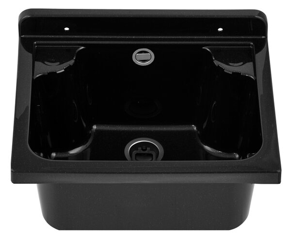 Gamma Manta mini, chiuvetă universală din plastic 42,4x34,3x24,2 cm + sifon, 1 cameră, negru, GMA-KGM42-BK