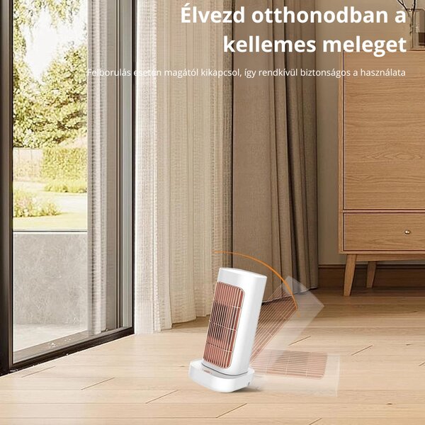 Încălzitor vertical cu încălzire ceramică PTC, două niveluri, suprafață largă de încălzire - alb