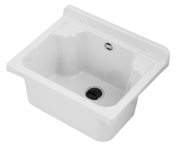 Gamma Manta mini, chiuveta universala din plastic 42,4x34,3x24,2 cm + sifon, 1 camera, alb, GMA-KGM42-WH