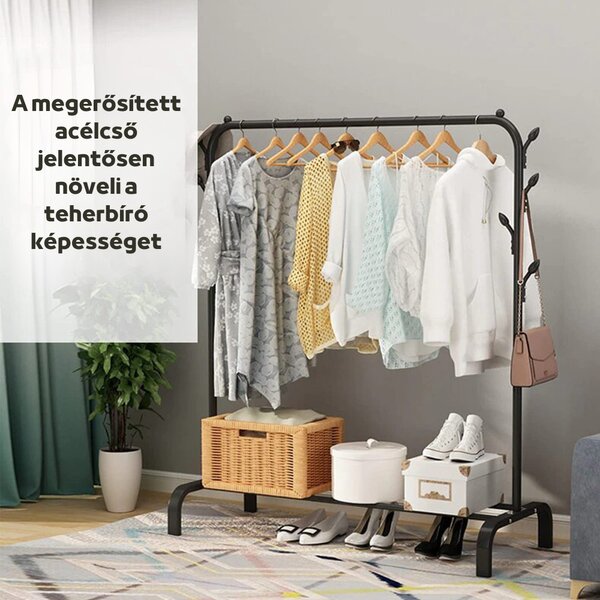 Suport mare pentru haine cu design antiderapant și impermeabil, tuburi din oțel ranforsate - negru
