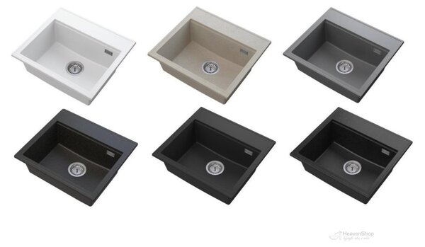 Gamma Modern 5055, chiuvetă granit cu 1 compartiment 560x500x210 mm, negru cu pete, GMA-ZM-55-BP