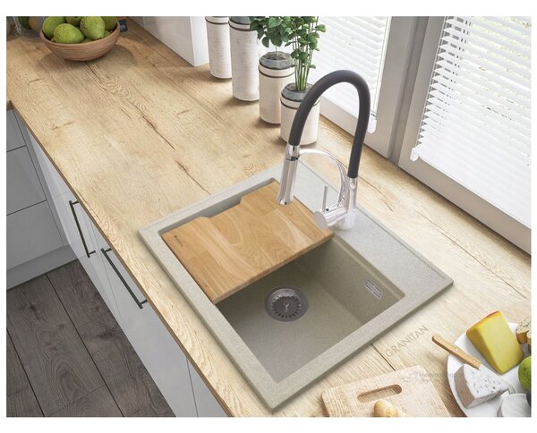 Gamma Modern 5055, chiuveta granit cu 1 compartiment 560x500x210 mm, bej, GMA-ZM-55-B