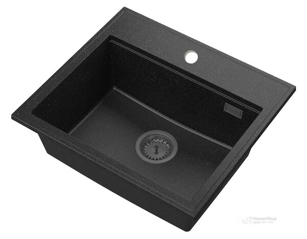 Gamma Modern 5055, chiuvetă granit cu 1 compartiment 560x500x210 mm, negru cu pete, GMA-ZM-55-BP