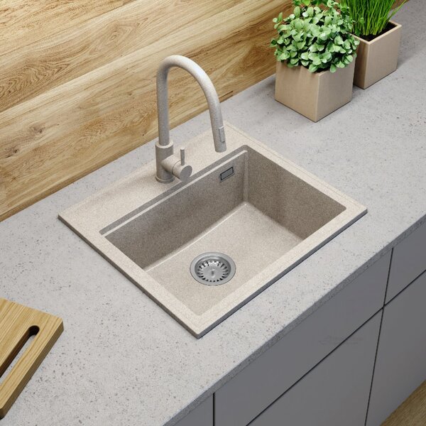Gamma Modern 5055, chiuveta granit cu 1 compartiment 560x500x210 mm, bej, GMA-ZM-55-B