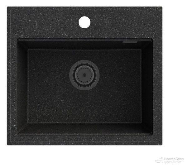 Gamma Modern 5055, chiuvetă granit cu 1 compartiment 560x500x210 mm, negru cu pete, GMA-ZM-55-BP