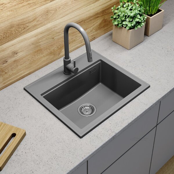Gamma Modern 5055, chiuveta granit cu 1 compartiment 560x500x210 mm, gri, GMA-ZM-55-G