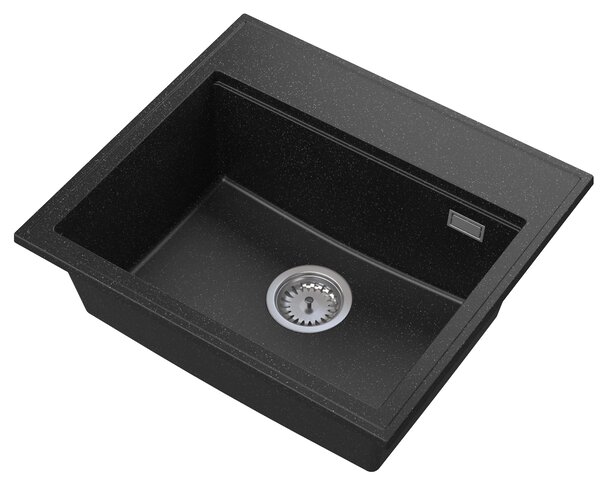 Gamma Modern 5055, chiuvetă granit cu 1 compartiment 560x500x210 mm, negru cu pete, GMA-ZM-55-BP