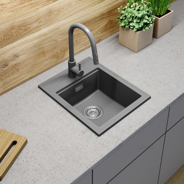 Gamma Modern 4050, chiuvetă granit cu 1 compartiment 400x500x180 mm, gri, GMA-ZM-4050-G