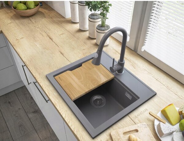 Gamma Modern 5055, chiuveta granit cu 1 compartiment 560x500x210 mm, gri, GMA-ZM-55-G