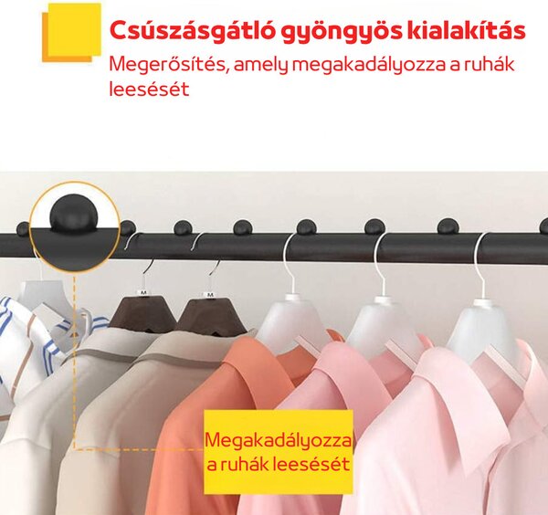 Suport mare pentru haine cu design antiderapant și impermeabil, tuburi din oțel ranforsate - negru