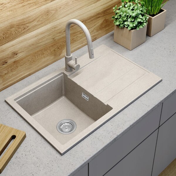 Gamma Modern 8050, chiuvetă granit cu 1 compartiment 790x500x210 mm, bej, GMA-ZM-8050-B