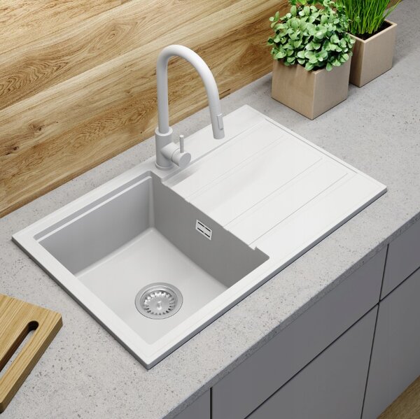 Gamma Modern 8050, chiuvetă granit cu 1 compartiment 790x500x210 mm, alb, GMA-ZM-8050-WH