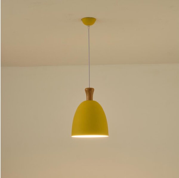Lustră pe cablu 1xE27/15W/230V galben pr. 23 cm