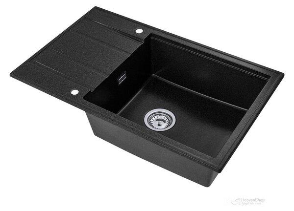 Gamma Modern 8010, chiuvetă granit cu 1 compartiment 800x500x210 mm, negru cu pete, GMA-ZM-8010-BP