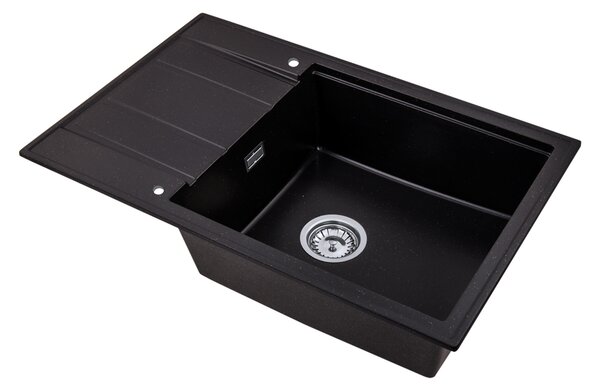 Gamma Modern 8010, chiuvetă granit cu 1 compartiment 800x500x210 mm, negru cu puncte aurii, GMA-ZM-8010-GD