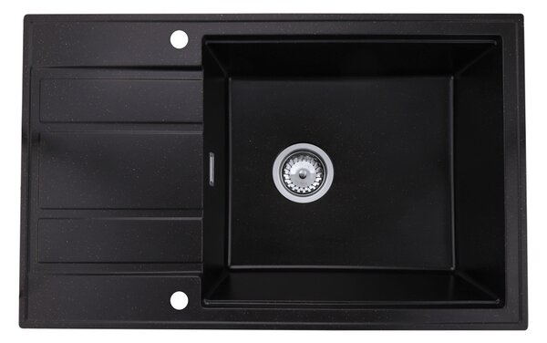 Gamma Modern 8010, chiuvetă granit cu 1 compartiment 800x500x210 mm, negru cu puncte aurii, GMA-ZM-8010-GD