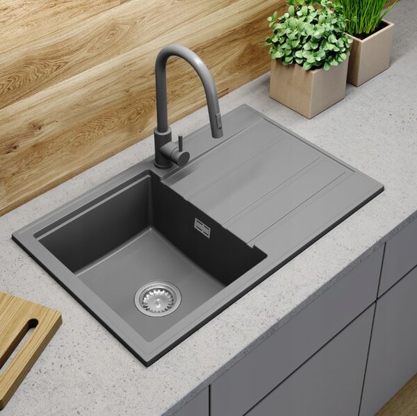 Gamma Modern 8050, chiuveta granit cu 1 compartiment 790x500x210 mm, gri, GMA-ZM-8050-G