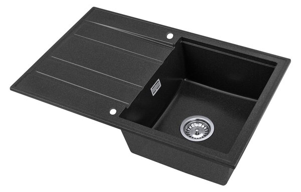 Gamma Modern 8050, chiuvetă granit cu 1 compartiment 790x500x210 mm, negru cu pete, GMA-ZM-8050-BP