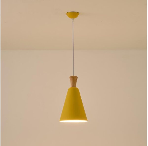 Lustră pe cablu 1xE27/15W/230V galben pr. 20 cm
