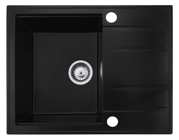 Gamma Modern 6550, chiuvetă granit cu 1 compartiment 650x500x210 mm cu scurgere scurtă, negru, GMA-ZLE000089