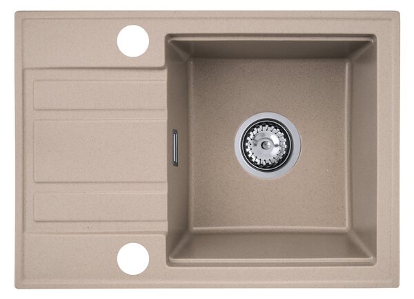 Gamma Modern 6040, chiuvetă granit cu 1 compartiment 580x420x185 mm cu scurgere scurtă, bej, GMA-ZM-6040-B