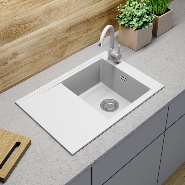 Gamma Design 7050, chiuvetă granit cu 1 compartiment 700x480x205 mm, alb, GMA-ZLE000137