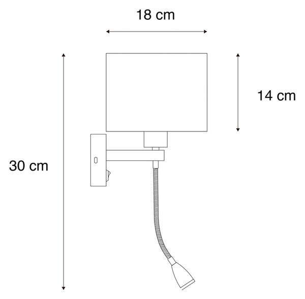 Aplică neagră cu abajur din catifea taupe 18cm - Brescia Combi