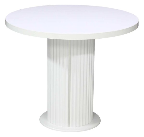 Set Masă Bucătărie Rotundă Florys Alb cu 4 Scaune Adonis Gri Închis, Blat PAL, Ø90 × 75 cm