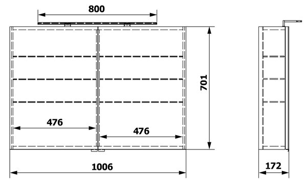Sapho Sapho, bucătărie RIWA cu iluminare LED, 101x70x17cm, stejar Alabama, RIW100-0022