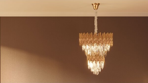 Lustră pe lanț MAXLIGHT P0283 VOGUE 16xE14/40W/230V d. 60 cm auriu